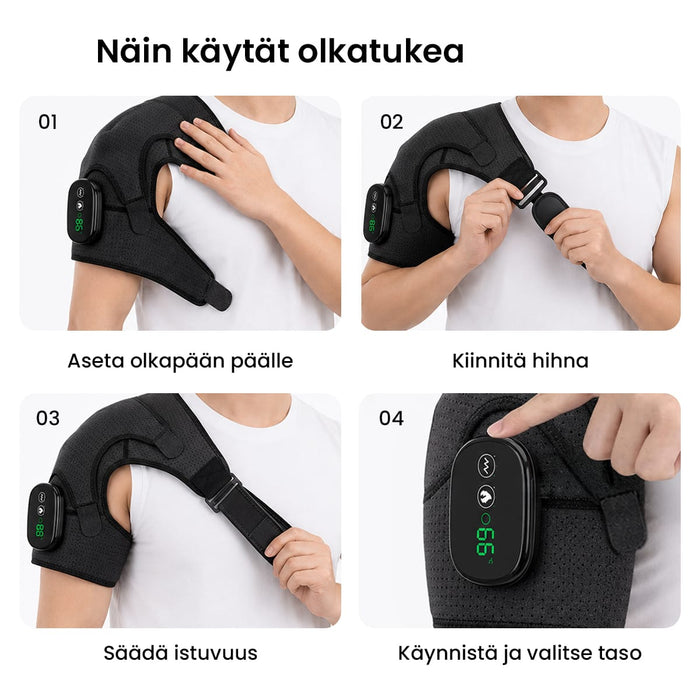 Olkatuki lämpö- ja hierontatoiminnolla