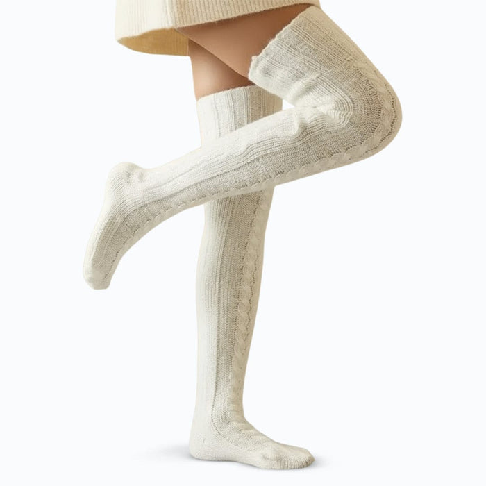 Kroppsbutiken benstr Valkoinen Cozysocks - Lämpimät ja mukavat polvisukat