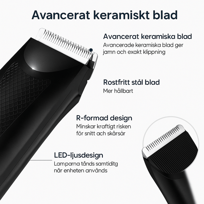 Kroppsbutiken Hiustenleikkuri Oletusotsikko Vartalon karvatrimmeri, jossa on keramiikkaserät