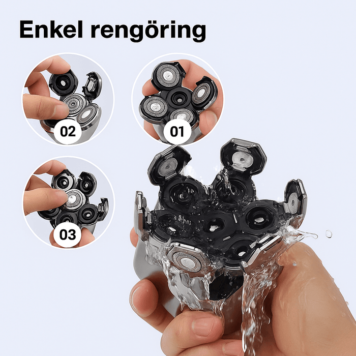 Kroppsbutiken Hiustenmärkäri Sähkökäyttöinen pääntiehoitolaite - 7-in-1 Partakoneen pää 7D (monitoiminen)