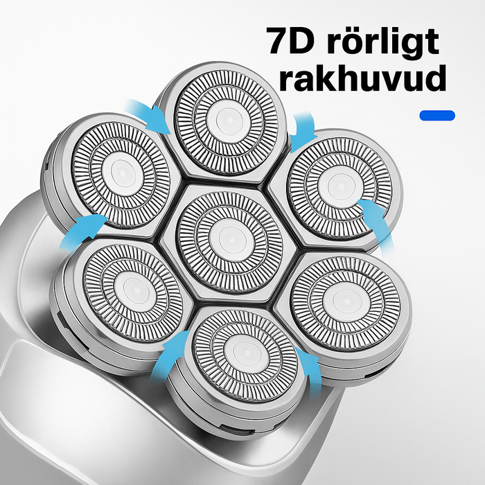 Kroppsbutiken Hiustenmärkäri Sähkökäyttöinen pääntiehoitolaite - 7-in-1 Partakoneen pää 7D (monitoiminen)