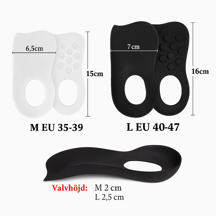 Kroppsbutiken Kantapään piikkituet, joissa on jalkaholvituki (1 pari)