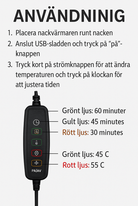 Kroppsbutiken Niskatuki Musta Alhainen lämpötila (USB, lämpötilansäädin)
