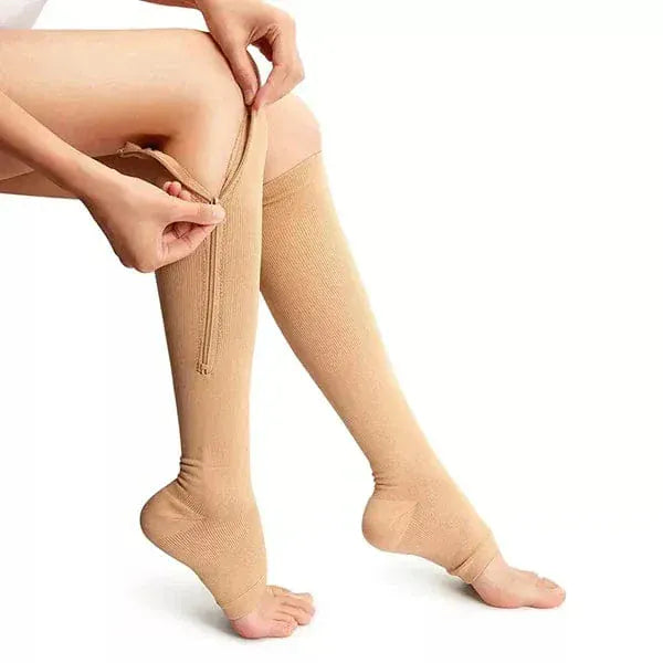 Kroppsbutiken puristusfictionit Beige / 34-39 (S/M) Puristussukat (vetoketju)